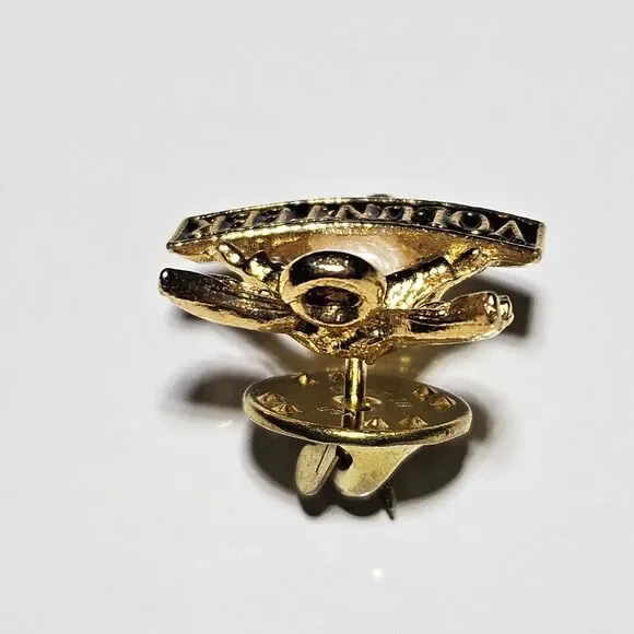 Volunteer Angel Ribbon Rhinestones Pin Gold Tone Lapel Enamel Collectible - Picture 7 of 9